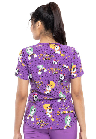 Tooniforms CK662 BOIN Boo-nicorn Print Scrub Top