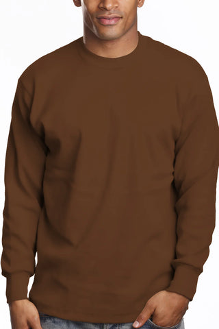 Buy brown Pro 5 USA Super Heavy Men&#39;s Cotton Long Sleeve Crew Neck T-Shirt