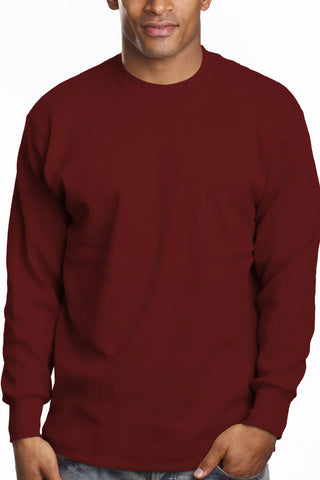 Buy burgundy Pro 5 USA Super Heavy Men&#39;s Cotton Long Sleeve Crew Neck T-Shirt