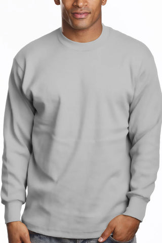 Buy heather-grey Pro 5 USA Super Heavy Men&#39;s Cotton Long Sleeve Crew Neck T-Shirt