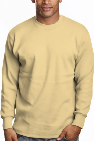 Buy khaki Pro 5 USA Super Heavy Men&#39;s Cotton Long Sleeve Crew Neck T-Shirt