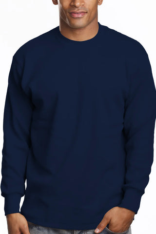 Buy navy Pro 5 USA Super Heavy Men&#39;s Cotton Long Sleeve Crew Neck T-Shirt