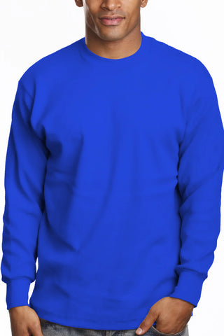 Buy royal-blue Pro 5 USA Super Heavy Men&#39;s Cotton Long Sleeve Crew Neck T-Shirt