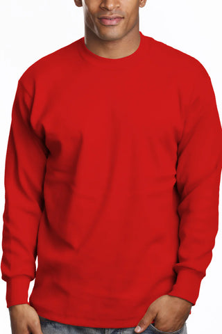 Buy red Pro 5 USA Super Heavy Men&#39;s Cotton Long Sleeve Crew Neck T-Shirt