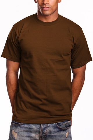 Buy brown Pro 5 USA Men&#39;s Super Heavy Cotton Short Sleeve Crew Neck T-Shirt