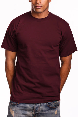 Buy burgundy Pro 5 USA Men&#39;s Super Heavy Cotton Short Sleeve Crew Neck T-Shirt