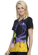 Tooniforms Disney Aurora Women's 2-Pocket V-Neck Print Scrub Top
