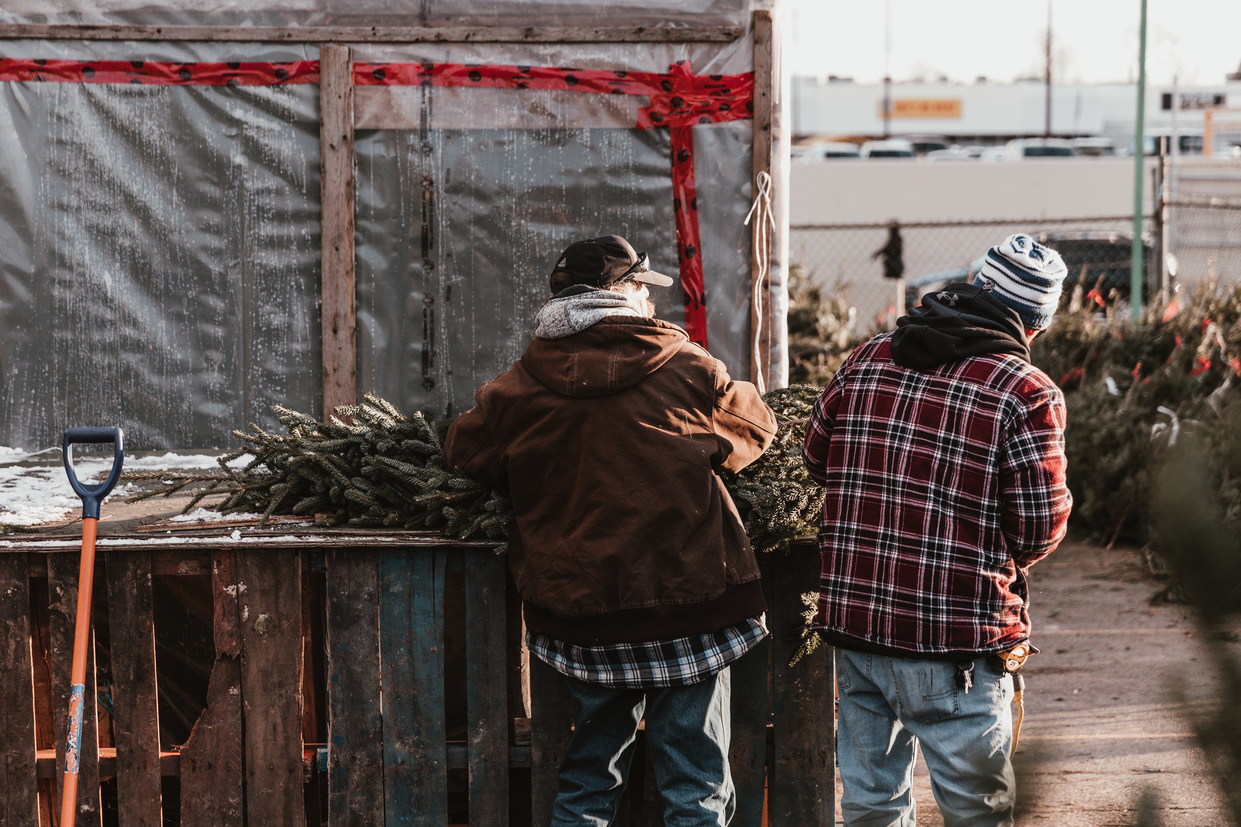 Two men working in the cold
