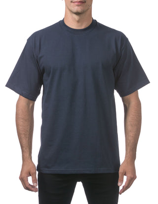Buy navy Pro Club Men&#39;s Heavyweight Cotton Short Sleeve Crew Neck T-Shirt