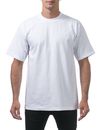 Buy white Pro Club Men&#39;s Heavyweight Cotton Short Sleeve Crew Neck T-Shirt