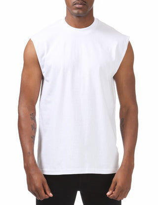 Buy white Pro Club Men&#39;s Heavyweight Sleeveless Muscle T-Shirt