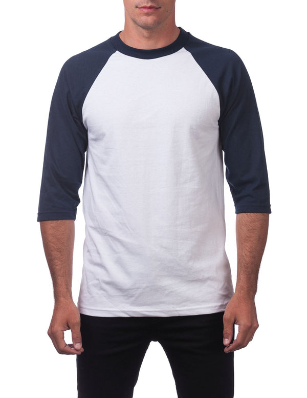 Pro Club Men's 3/4 Sleeve Crew Neck Baseball Shirt