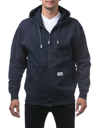 Buy navy Pro Club Men&#39;s Heavyweight Full Zip Fleece Hoodie