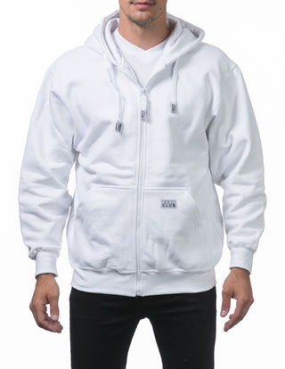 Buy white Pro Club Men&#39;s Heavyweight Full Zip Fleece Hoodie