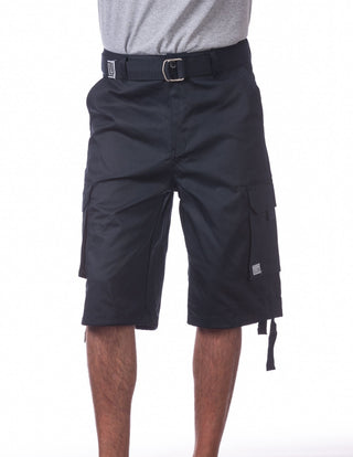 Buy navy Pro Club Men&#39;s Cotton Twill Cargo Shorts With Belt