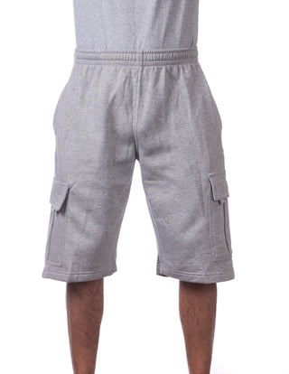 Buy heather-gray Pro Club Men&#39;s Heavyweight Fleece Cargo Shorts