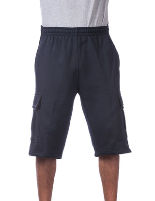 Buy navy Pro Club Men&#39;s Heavyweight Fleece Cargo Shorts