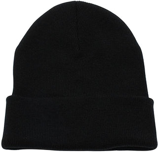 Buy black Beanie Men Women - Unisex Cuffed Plain Skull Knit Hat Cap