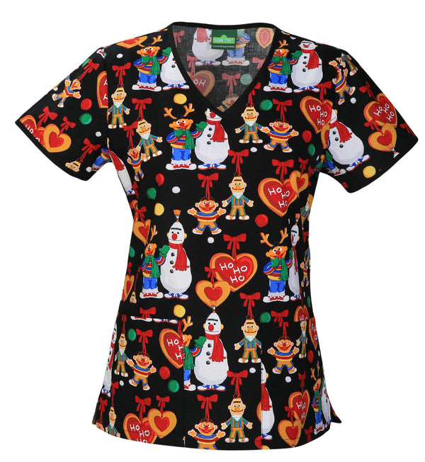 Tooniforms Sesame Street Snowman Top 6846C SWHO Print Scrub Top