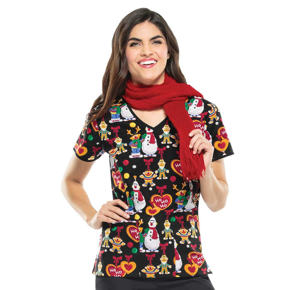 Tooniforms Sesame Street Snowman Top 6846C SWHO Print Scrub Top