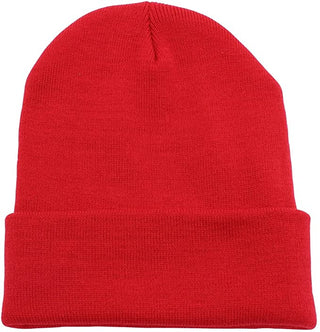 Buy red Beanie Men Women - Unisex Cuffed Plain Skull Knit Hat Cap
