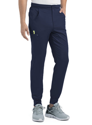 Buy navy Maevn Matrix Men&#39;s 5-Pocket STRETCH Half Elastic Waistband Jogger Scrub Pants 8501