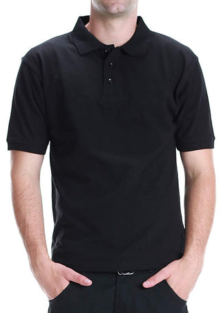 Buy black ALL Polo Men&#39;s Short Sleeve Regular Fit Solid 3 Button Polo Shirts