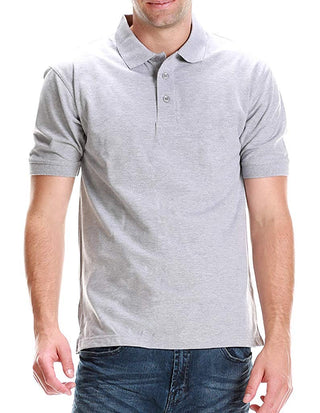 Buy heathergray ALL Polo Men&#39;s Short Sleeve Regular Fit Solid 3 Button Polo Shirts