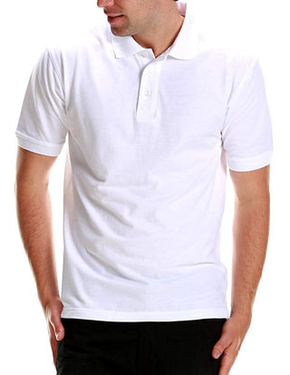Buy white ALL Polo Men&#39;s Short Sleeve Regular Fit Solid 3 Button Polo Shirts