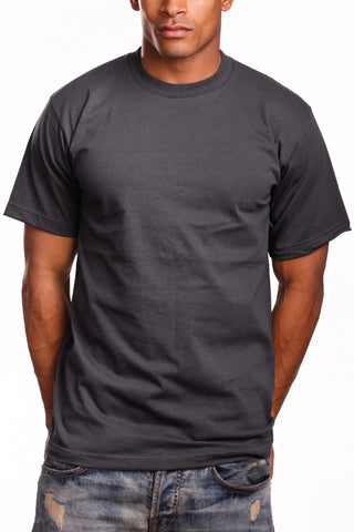 Buy charcoal Pro 5 USA Men&#39;s Super Heavy Cotton Short Sleeve Crew Neck T-Shirt