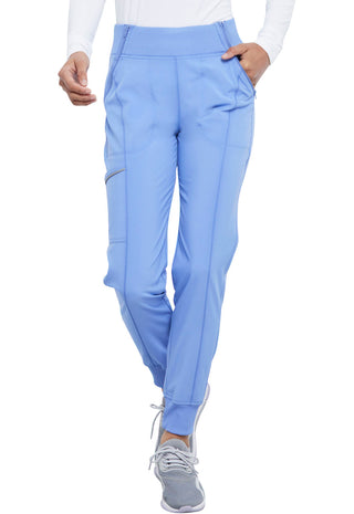 Buy ceil-blue Cherokee Infinity Women&#39;s 5-Pocket STRETCH Tapered Jogger Cargo Scrub Pants