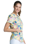 Cherokee Baby Print V Neck Scrub Top CK652 HEYB