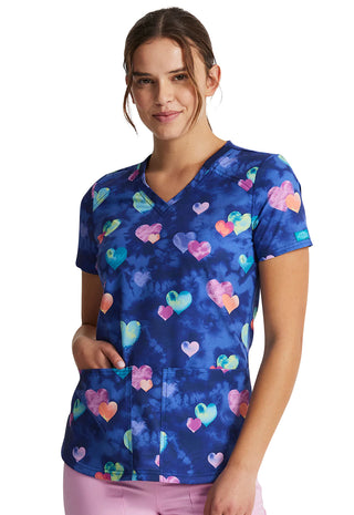 Dickies Print V Neck Scrub Top DK876 HIHT (Hippie Hearts)