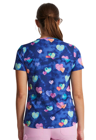 Dickies Print V Neck Scrub Top DK876 HIHT (Hippie Hearts)