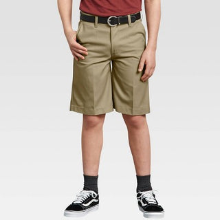 Buy khaki Dickies Big Boys&#39; Flat Front Short School Uniform Husky Size 54062- Final SALE!