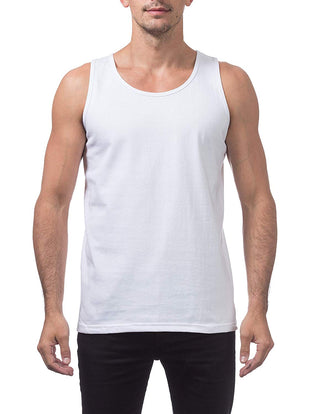 Buy white Pro Club Men&#39;s Heavyweight Cotton Tank Top Outerwear