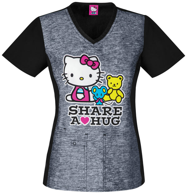 Tooniforms Women's Hello Kitty V-Neck Print Scrub Top-TF602XB6 HKET
