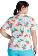 Tooniforms Disney's Finding Nemo Bubbles Women's 2-Pocket STRETCH V-Neck Print Scrub Top