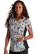 Tooniforms Where's Waldo? Women's 2-Pocket STRETCH V-Neck Print Scrub Top