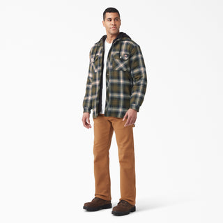 Dickies Fleece Hooded Flannel Shirt Jacket with Hydroshield