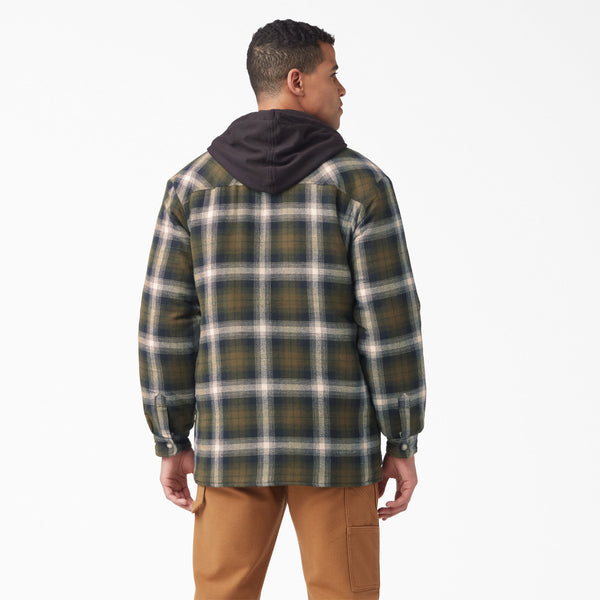 Dickies Fleece Hooded Flannel Shirt Jacket with Hydroshield