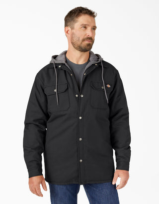 Buy black Dickies Fleece Hooded Duck Shirt Jacket with Hydroshield