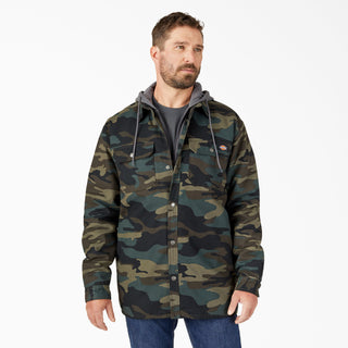 Buy hunter-green-camo Dickies Fleece Hooded Duck Shirt Jacket with Hydroshield