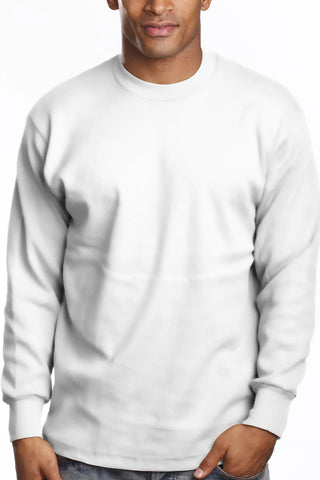 Buy white Pro 5 USA Super Heavy Men&#39;s Cotton Long Sleeve Crew Neck T-Shirt