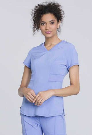 Buy ceil-blue CHEROKEE INFINITY ANTIMICROBIAL PROTECTION V-NECK TOP CK623A